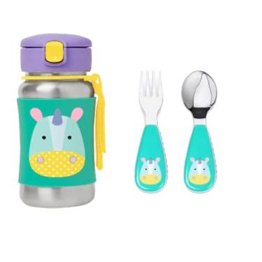 Imagem de Kit Garrafa e Talher para bebês Skip Hop Inox Unicórnio