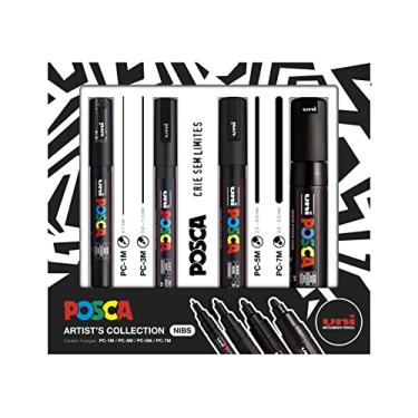 Imagem de POSCA Artist's Collection Nibs Preta, Caixa com 4 unidades (Pontas diferentes)