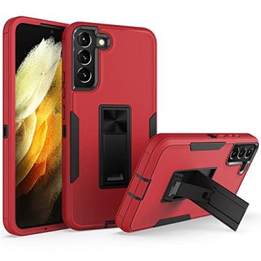 Imagem de zhouye Capa para Samsung Galaxy S22/S22+/S22 Ultra, capa de telefone antiqueda de cor sólida, capa de TPU de silicone fosco, suporte magnético para carro, vermelho, S22 6,1 polegadas