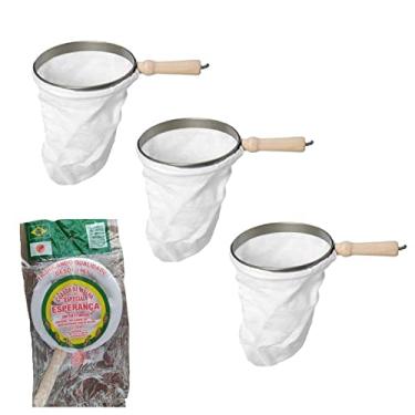 Imagem de Kit 3 Coador De Café Filtro De Malha Cabo De Madeira Grande