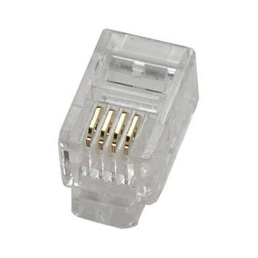 Imagem de Plugue InstallerParts RJ22 4P4C para fone de ouvido plano fio trançado 100 unidades