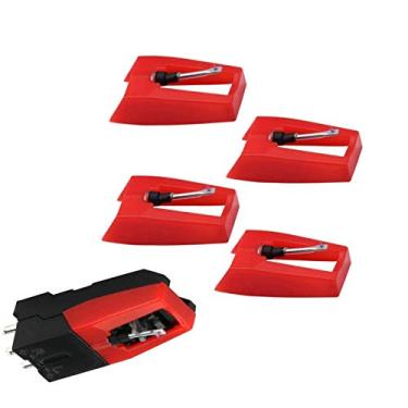 Imagem de Ywhomal Agulha de reposição NP1 NP6 toca-discos Stylus para toca-discos Ion Max LP Classic LP Archive Crosley CR8005D Jenson 1byone Vinyl Record LPplayer Phonograph - Pacote com 4 vermelhos