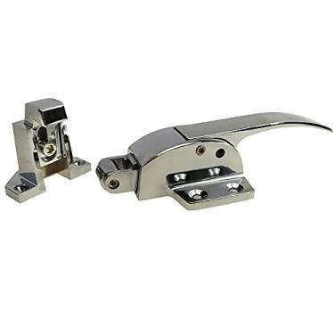 Imagem de Maçaneta de armário de porta ajustável de 16,22 cm ação gatilho trava de ação do refrigerador do congelador trava da porta, trava do forno com mola, prata