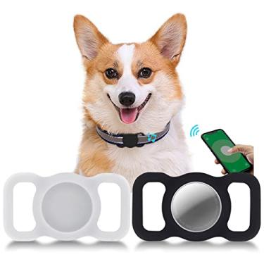 Imagem de Estojo Protetor Compatível com Airtag para Coleira de Cachorro/Gato,Kucheed Pacote com 2 Acessórios para Coleira para Cães com Rastreamento por GPS Suporte de Laço para Animais de Estimação,Capa de Localizador Anti-perda Leve e Anti-riscos de Silicone Macio Compatível com Airtags para Gato,Mochila E