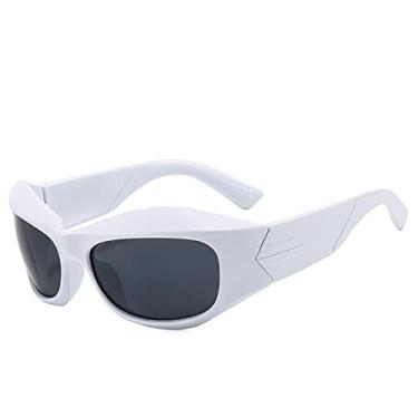 Imagem de Óculos de proteção brancos grandes óculos de sol femininos de luxo designer esportivo punk óculos de sol masculinos óculos de sol da moda, branco preto, tamanho único