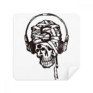 Imagem de Fone de ouvido Crânio Music Pattern Illustrate Glasses Pano Limpador de Tela Tecido Camurça Pacote com 2