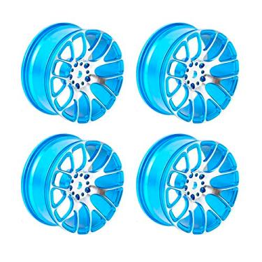 Imagem de LAFEINA Aros de roda de liga de alumínio para 1:10 RC Drift On Road Racing Car Touring Peças de atualização HSP Redcat HPI Himoto Kyosho Sakura (azul)