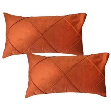 Imagem de Kit 2 Capas de Almofada Veludo Drapeada Terracota Retangular