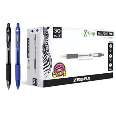 Imagem de Zebra Pen Z-Grip Retractable Ballpoint Pen, Fine Point, 0.7mm, Black/Blue Ink, 30-Pack, Assorted