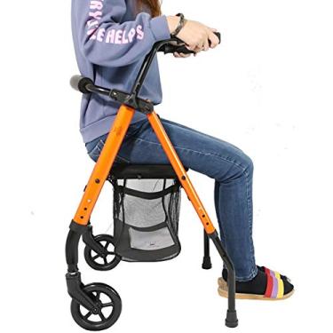 Imagem de Andador leve dobrável, com assento e 2 rodas grandes, andador vertical para idosos com altura ajustável, para todo o terreno interno e externo (tamanho: 2 rodas) needed