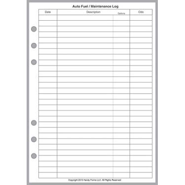 Imagem de Registro de manutenção e combustível automático tamanho A5, dimensionado e perfurado para cadernos A5 de 6 anéis da Filofax, LV (GM), Kikki K, TMI e outros. Tamanho da folha 5,83" x 8,27" (148 mm x