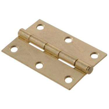 Imagem de Hillman Hardware Essentials 852589 Dobradiças de porta estreitas claras e pinos fixos de latão com 7,6 cm - 2 pacotes