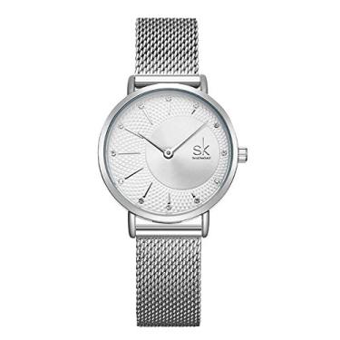 Imagem de relógio feminino prata social esportivo SHENGKE K0093