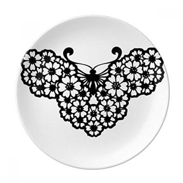 Imagem de Borboleta com asas florais, prato decorativo de porcelana salver louça de jantar