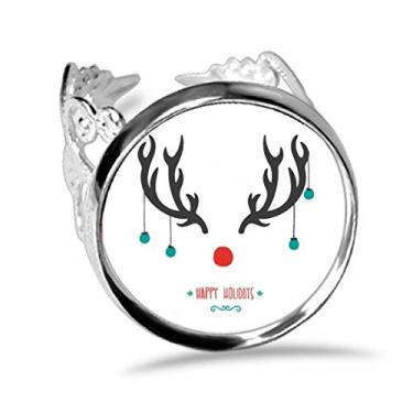 Imagem de DIYthinker Anel de noivado ajustável com estampa de chifres de Natal