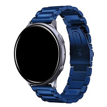 Imagem de Pulseira 20mm Metal 3 Elos compatível com Samsung Galaxy Watch Active 1 e 2 - Galaxy Watch 3 41mm - Galaxy Watch 42mm - Amazfit GTR 42mm - Amazfit GTS - Marca LTIMPORTS (Azul)