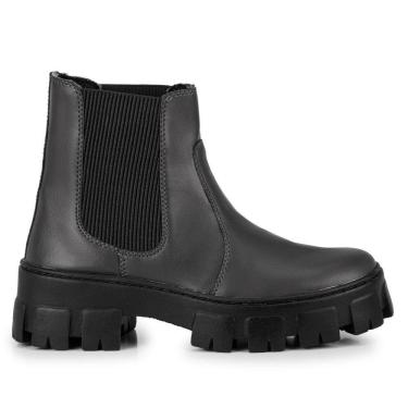 Imagem de Bota Feminina Coturno Tratorado Cano Medio Elastico - Preto