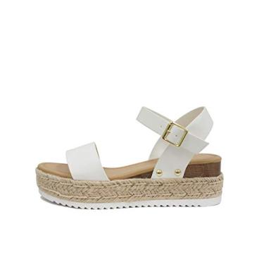 Imagem de Soda Womens Kazoo Casual Espadrilles Trim Rubber Sole Wedge Sandals (6, nude)