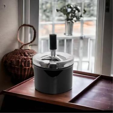 Imagem de Cinzeiro Com Tampa Giratória Antiodor Cores - Cinzeiro Metal (Preto)