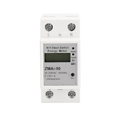 Imagem de Monofásico Din Rail Wifi Medidor de energia inteligente Consumo de energia Medidor de kWh Wattímetro Suporte Smartlife/App funciona com Alexa e Google Home