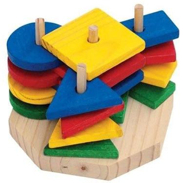 Imagem de JOTTPLAY Torre de Formas Geométricas Com 16 Peças em Madeira Colorida
