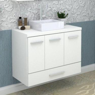 Imagem de Gabinete para Banheiro 2 Portas 2 Gavetas 80cm Madri Darabas Agardi Branco