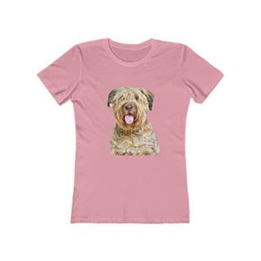 Imagem de Bouvier des Flandres - Camiseta feminina de algodão torcido por Doggylips™, Rosa claro sólido, P