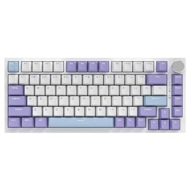 Imagem de Teclado Mecânico com Fio AK820 para Jogos - Efeitos de Iluminação RGB, 81 Teclas com Botão de Volume, Conector TYPE-C, Compatível com Windows/Mac/Android, Cabo de 1,6M, Design Durável em ABS (Roxo)