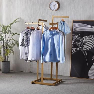 Imagem de Cremalheiras resistentes do vestuário do metal da exposição do varejo da roupa, cremalheira ajustável da ilha da loja da boutique cremalheira de 4 vias, cremalheira de suspensão comercial mo