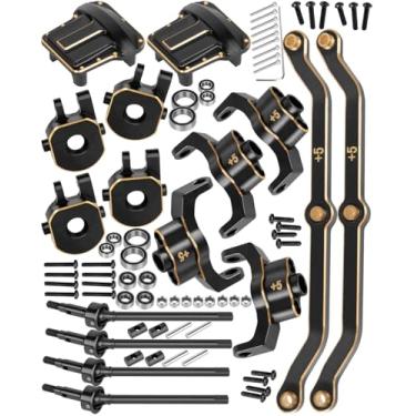 Imagem de RCHuiWow RC Brass Axle Widening w/Diff Covers Upgrades Part for 1/18 Trx4m,5mm Wider on Each Side Axle Widening(2 Front) & 2 Diff Covers Upgrades for TRX4-M,Black