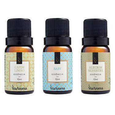 Imagem de Kit 3 Essências Via Aroma De Aromatizador Aromaterapia 10ml - Capim Limão, Alecrim Silvestre e Baby