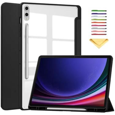 Imagem de Capa com suporte para Samsung Galaxy Tab S8 Plus 2022/Tab S7 FE 5G 2021/Tab S7 Plus 2020 (12,4 polegadas), UUcovers com porta-lápis [hibernar/despertar automático], capa transparente transparente à