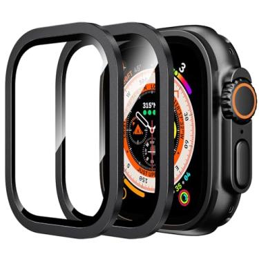 Imagem de Película protetora de tela WSKEN para Apple Watch Ultra 2/Ultra 49 mm, vidro temperado 9H + moldura de liga de titânio, [Mantenha o original] [sensível ao toque] Película protetora de vidro leve para