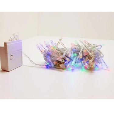 Imagem de Pisca Cascata Led Colorido 100 Lâmpadas 9m 127V Decoração Iluminação d