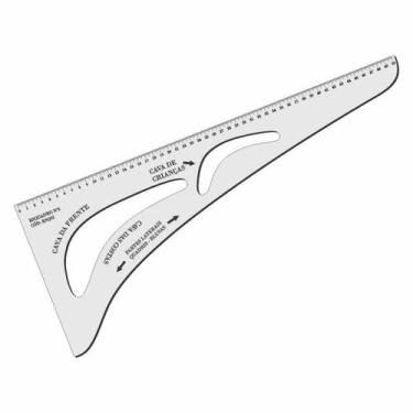 Imagem de Esquadro Numero 2 Alfaiate Régua Costura Cavas 2 Acrilico - Fenix