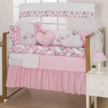 Imagem de Kit berço completo 11 peças masculino e feminino arco iris nuvem passa