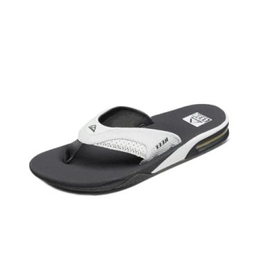 Imagem de REEF Fanning Chinelo masculino abridor de garrafas, suporte de arco, sola durável, adequado para água, Cinza/branco, 36