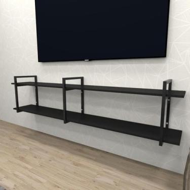 Imagem de Rack industrial aço cor preto 180x30x40cm (C)x(L)x(A) cor mdf preto mo