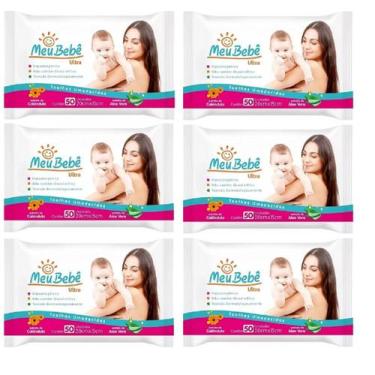 Imagem de Kit 06 Toalha Umedecida Meu Bebe Ultra Com 50Un  Hygieline - Akla Indu