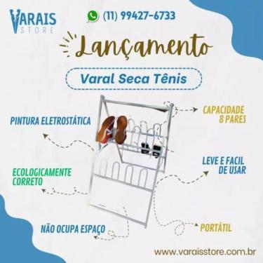 Imagem de Varal de chão para tênis até 8 pares em alumínio - Varais Store, Branc