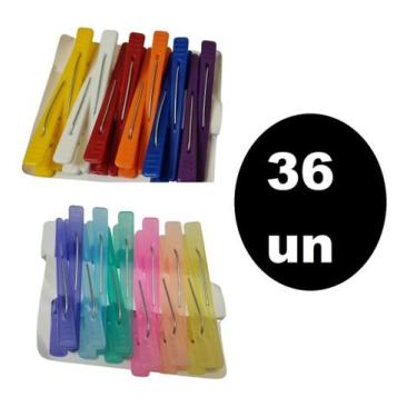 Imagem de Kit 36 Presilhas Para Cabelos Clip Bico De Pato Cor Sortida - Lynx pro
