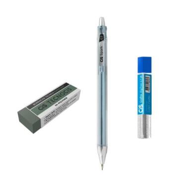 Imagem de Kit Lapiseira Spark 0.7mm Azul Metálico +Grafite+Borracha VD - CIS