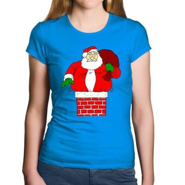 Imagem de Baby Look Algodão Papai Noel Chaminé - Foca na Moda, Azul, P