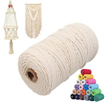 Imagem de KMALADO Cordão De Macramê Natural 3Mm X 109 Jardas Cordão De Macramê Colorido 2Mm/3Mm/4Mm/5Mm/6Mm Cordão De Algodão Macramê, Fio De Macramê Torcido, Cordão Macio Para Artesanato Corda De Macramê Sup