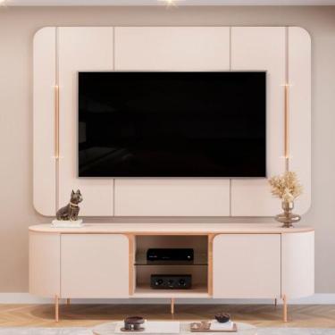 Imagem de Bancada com Painel para Tvs até 65 Polegadas DJ Móveis Adele com LED e