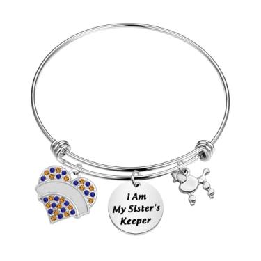 Imagem de CENWA Presente de irmandade I Am My Sister's Keeper Pulseira Presente de Sorority Gift For Soror Sister, Metal, aço inoxidável