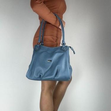 Imagem de Bolsa recuo em couro legítimo b.985, Azul porcelana