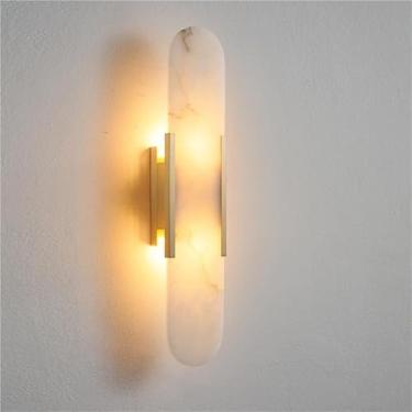 Imagem de Abajur de parede em mármore natural e latão alabastro, luminária de parede para banheiro, penteadeira interna, pedra nórdica para sala de estar, sala de jantar, escadas, quarto, corredor (do
