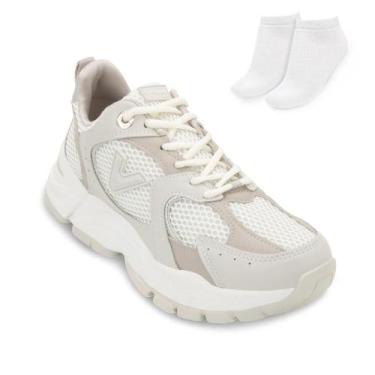 Imagem de Tênis Casual Via Marte e Meia VM25-14001, Branco, Prata, 37