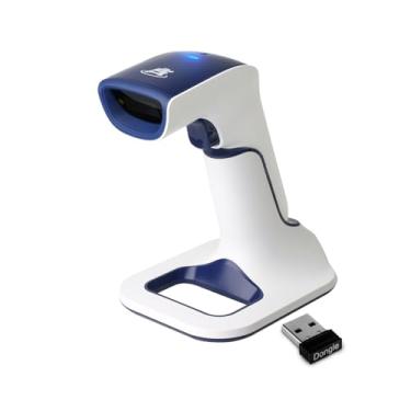 Imagem de ScanAvenger 1D portátil sem fio com scanner de código de barras Bluetooth em suporte: scanners 3 em 1 com vibração sem fio, pistola de digitalização recarregável para gerenciamento de inventário - portátil, leitor EAN-UPC de código de barras USB